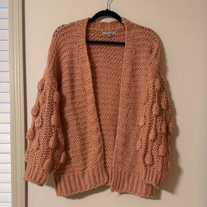 FAVLUX Textured Knit bubble sleeve Cardigan - Peach